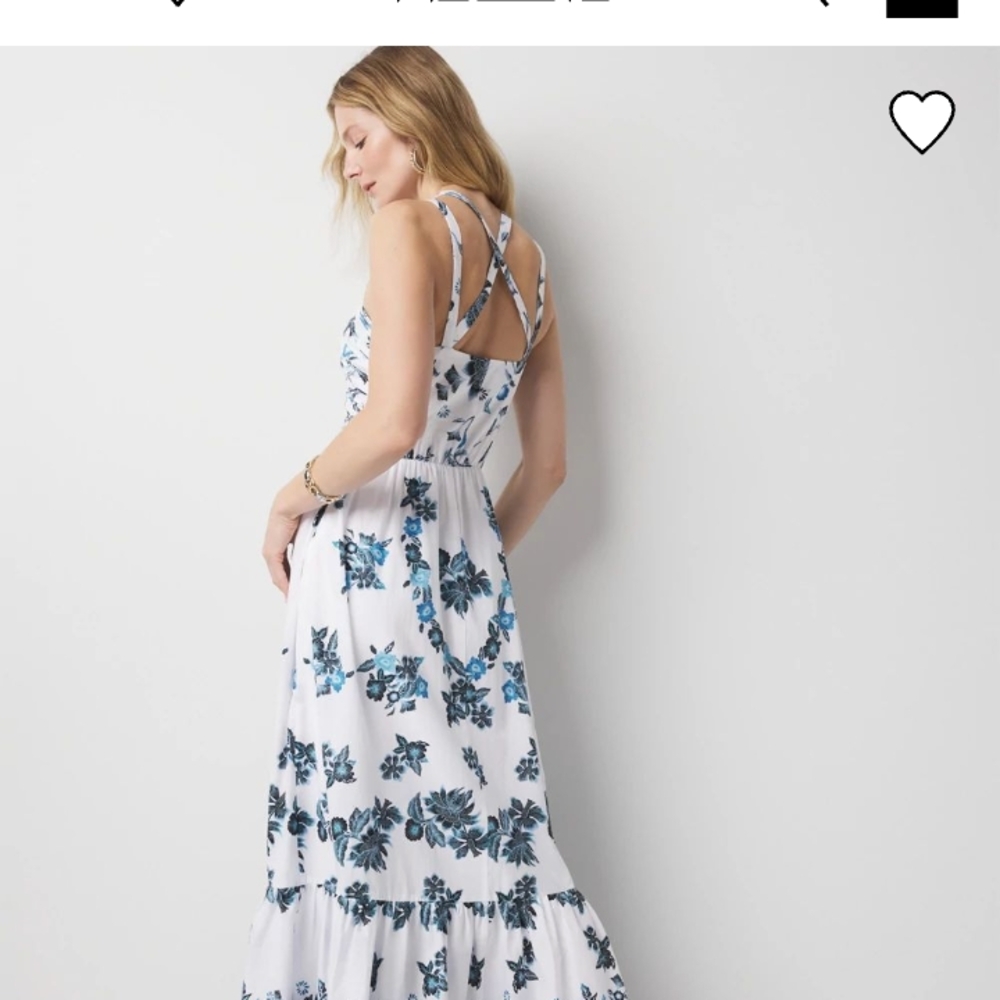 White House Black Market Cream Ruffled Tiered Maxi Dress